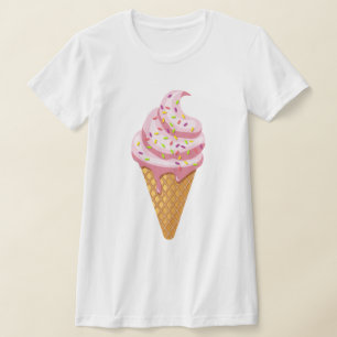 Camiseta Sundae de fresa en cono de gofre con tope