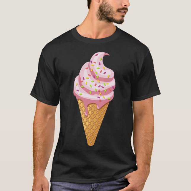 Camiseta Sundae de fresa en cono de gofre con tope T-Sh (Anverso)