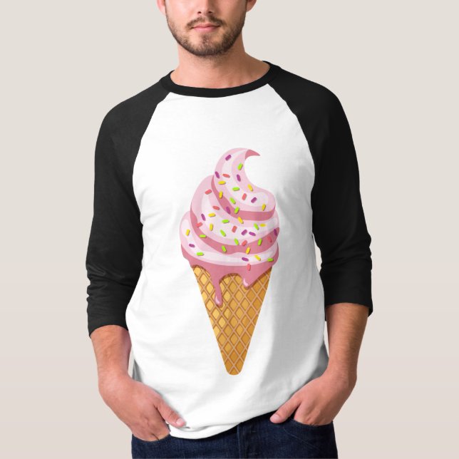 Camiseta Sundae de fresa en cono de gofre con tope T-Sh (Anverso)