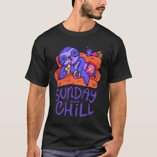 Camiseta Sunday Y Chill Funny Blue Sloth (Anverso)