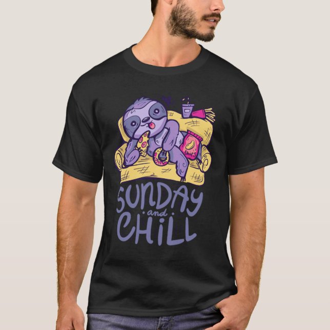 Camiseta Sunday Y Chill Funny Purple Sloth (Anverso)