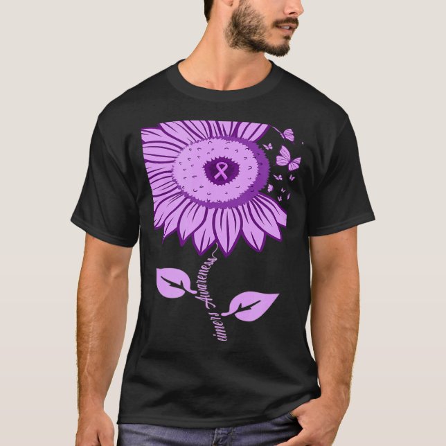 Camiseta Sunflower Alzheimer's awareness Ribbon Purple Butt (Anverso)