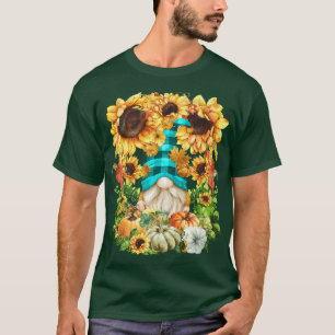Camiseta Sunflower Autumn Gnome Women For Thankending Cute