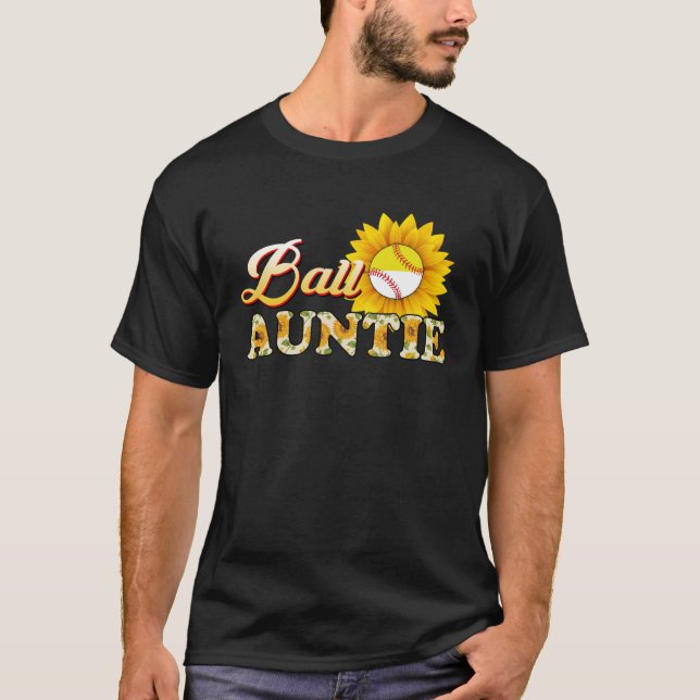 Camiseta Sunflower Ball Auntie Sofball Baseball Para Mujere (Anverso)