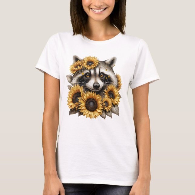 Camiseta Sunflower Bandit – Cute Raccoon Woodland (Anverso)