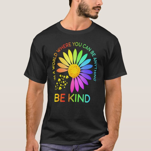 Camiseta Sunflower Be Kind Puzzle Support Autism Awareness  (Anverso)