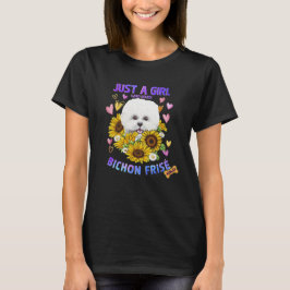 Camiseta Sunflower Bichon Frisé Chica ama a Dog
