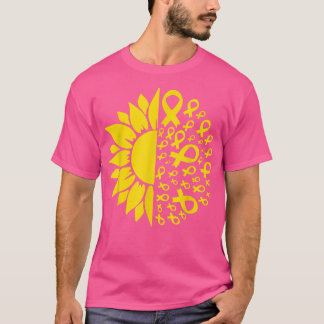 Camiseta Sunflower Childhood Cancer Awareness Ribbon Mom Da
