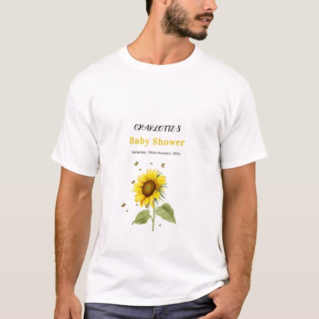 Camiseta Sunflower con familia Baby Shower Butterflies (Anverso)
