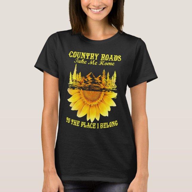 Camiseta Sunflower Country Roads Take Me Home  Farmer (Anverso)