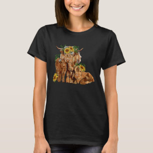 Camiseta Sunflower Cow Family Mama Cow Baby Cow Western Far