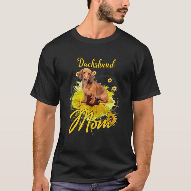 Camiseta Sunflower Dachshund Mom Dog Mother's (Anverso)
