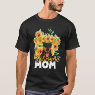 Camiseta Sunflower Doberman Mom Cute Puppy Día de la Madre 