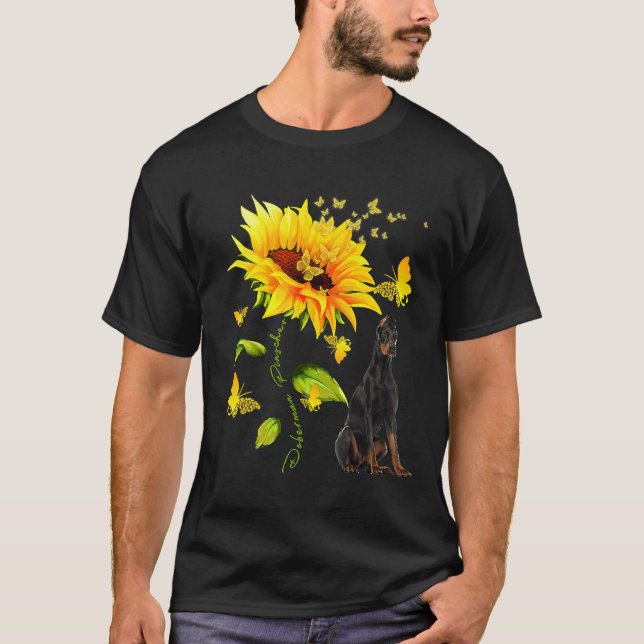 Camiseta Sunflower Doberman Pinscher (Anverso)