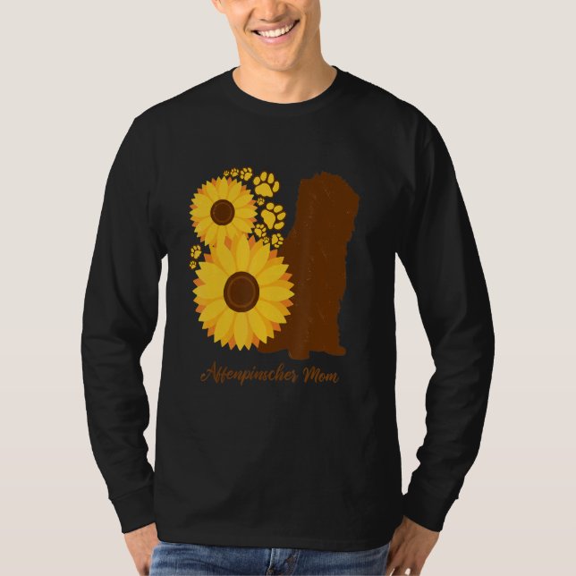 Camiseta Sunflower Dog Mom - Ape Terrier Affenpinscher (Anverso)