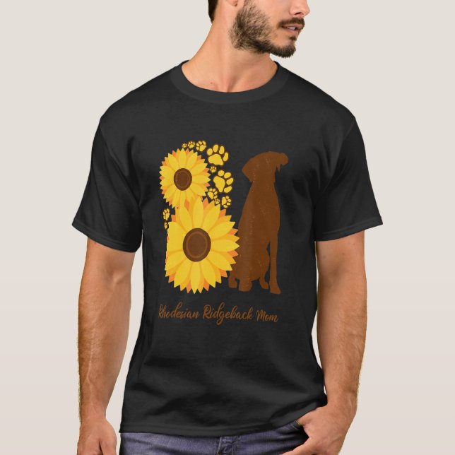 Camiseta Sunflower Dog Mom - Rhodesian Ridgeback (Anverso)