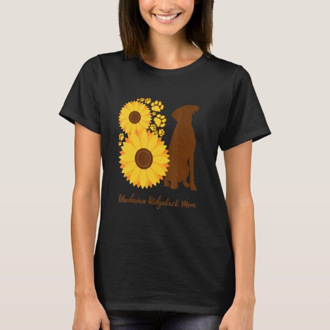 Camiseta Sunflower Dog Mom - Rhodesian Ridgeback (Anverso)