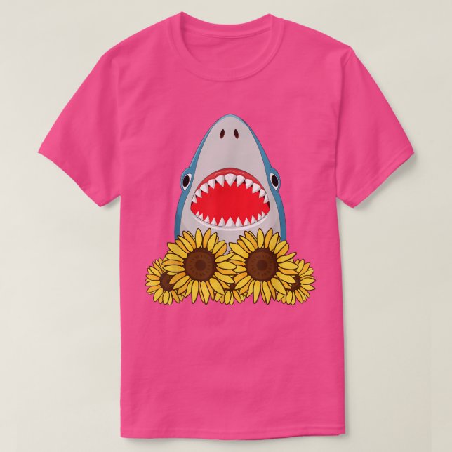 Camiseta Sunflower Floral Flowers Shark Lover Gift  (Diseño del anverso)