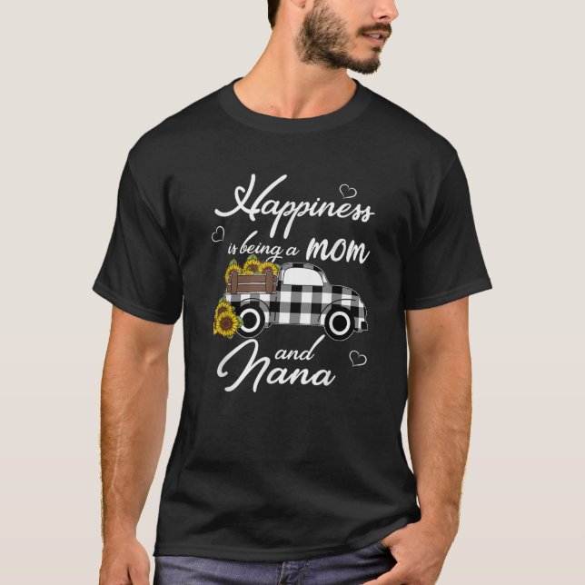 Camiseta Sunflower Grandma Happiness is being a Mom and Nan (Anverso)