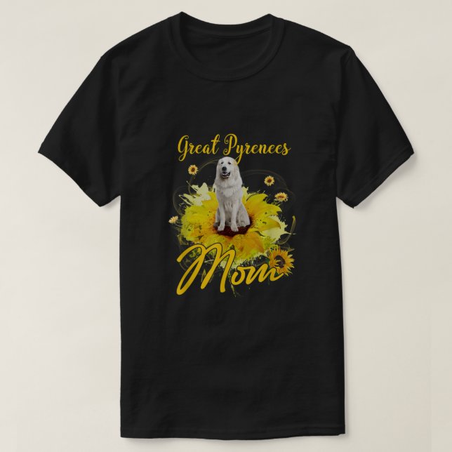 Camiseta Sunflower Great Pyrenees Mamá Perro Lover Madres (Diseño del anverso)