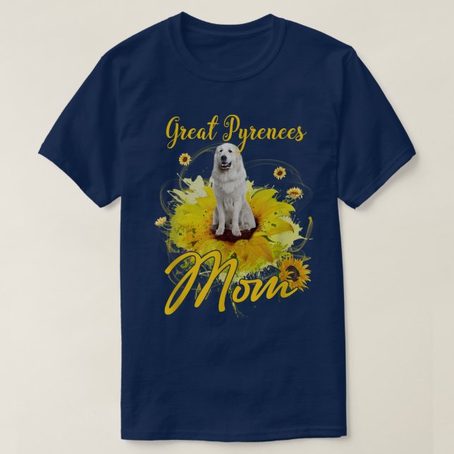 Camiseta Sunflower Great Pyrenees Mamá Perro Lover Madres  (Diseño del anverso)