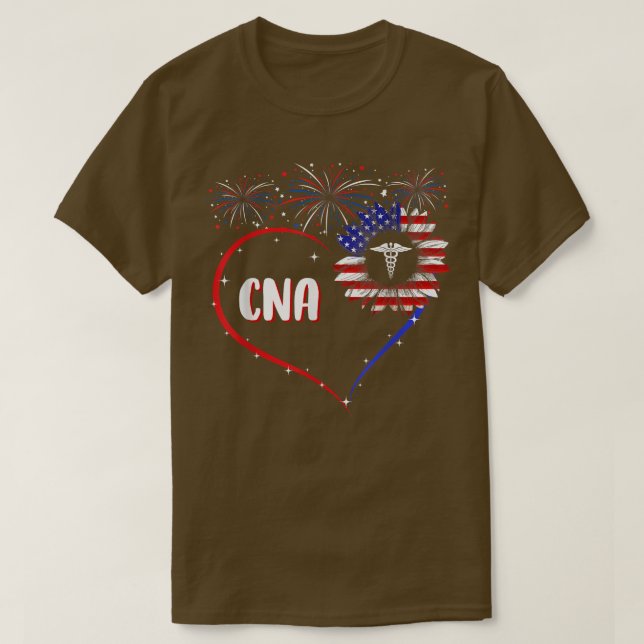 Camiseta Sunflower Heart American CNA Patriotic USA Flag 4t (Diseño del anverso)