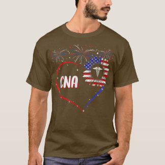 Camiseta Sunflower Heart American CNA Patriotic USA Flag 4t