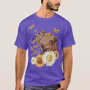 Camiseta Sunflower Highland Cow Butterflies Western Country