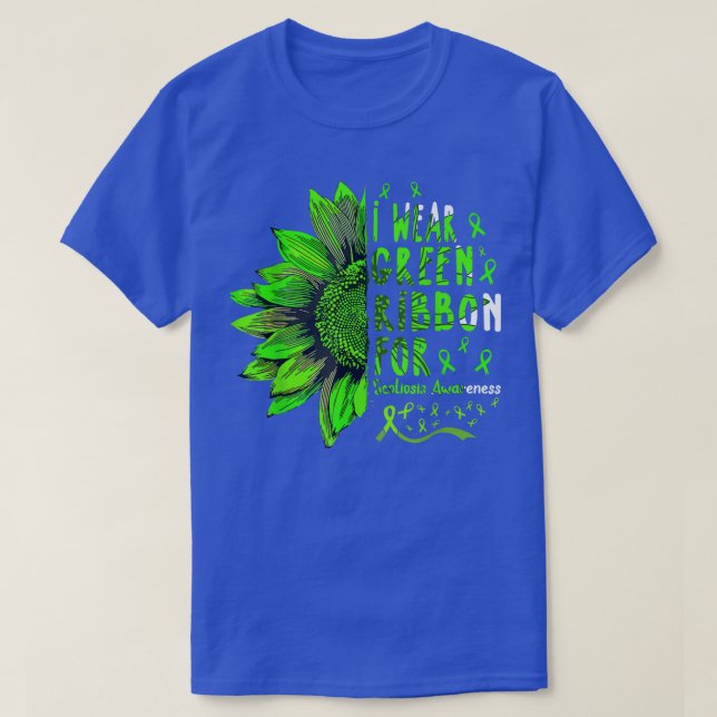 Camiseta Sunflower I Wear Green Ribbon for Scoliosis Awaren (Diseño del anverso)