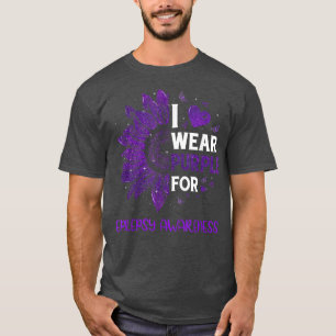 Camiseta Sunflower I Wear Purple Ribbon Epilepsy Awareness 