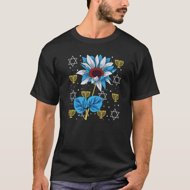 Camiseta Sunflower Menorah Hanukkah Guay Chanukah Jewish Ho (Anverso)