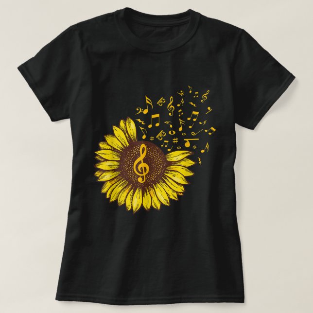 Camiseta Sunflower Music Notes Art Design (Diseño del anverso)