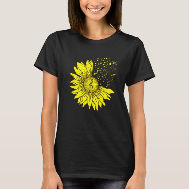 Camiseta Sunflower Musical Instrument Music Notes Flower  M (Anverso)