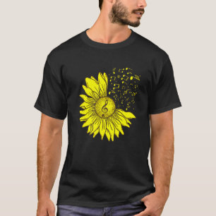 Camiseta Sunflower Musical Instrument Music Notes Flower M