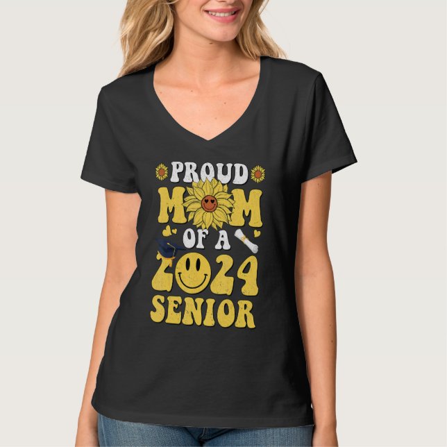Camiseta Sunflower Proud Mom Of A 2024Hippie Graduation Sen (Anverso)