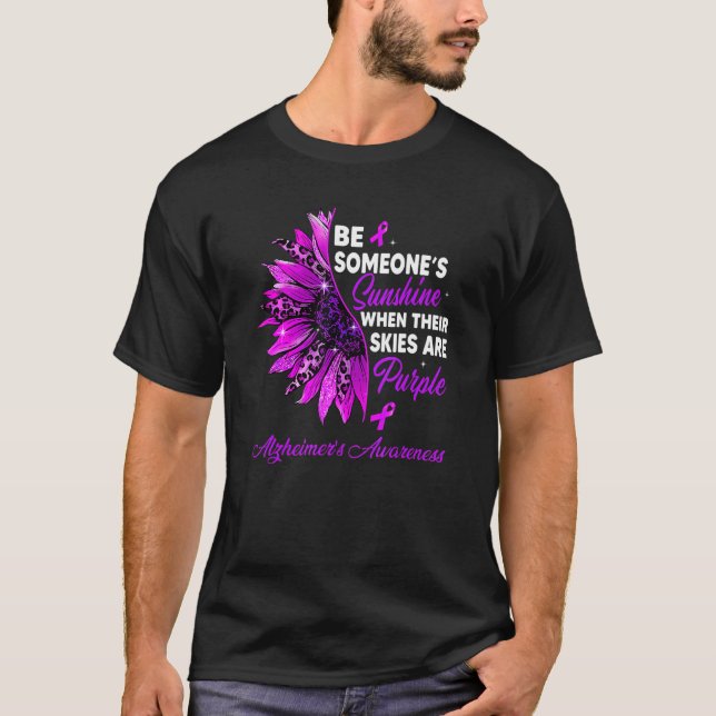 Camiseta Sunflower Sus Cielos Son Alzheimers Púrpura Awaren (Anverso)