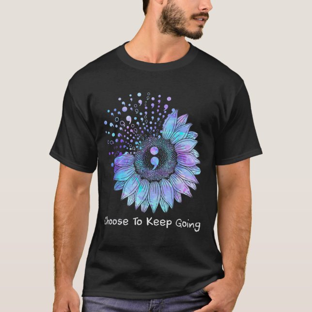 Camiseta Sunflower Teal Purple Ribbon Suicide Prevention Aw (Anverso)