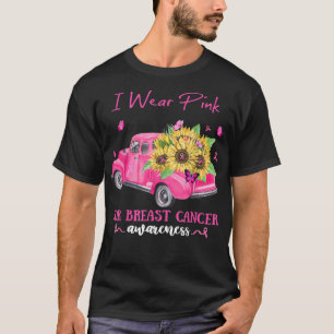 Camiseta Sunflower Truck I Wear Pink For Breast Cancer Awar