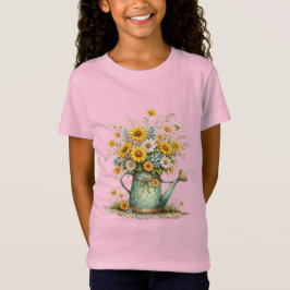 Camiseta Sunflower Watering Can Floral Garden Art