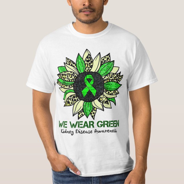 Camiseta Sunflower We Wear Green ney Disease Awareness Warr (Anverso)