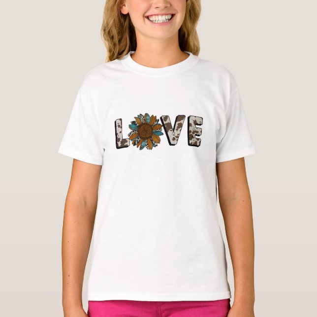 Camiseta Sunflower Western Love Boho Summer Animal (Anverso)
