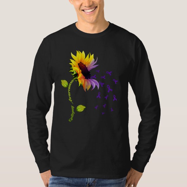 Camiseta Sunflower With Purple Ribbon Epilepsy Awareness Da (Anverso)