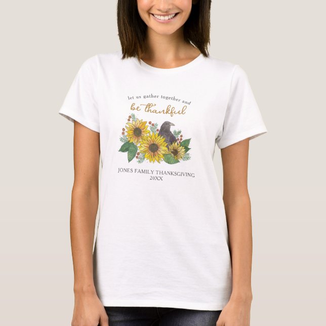 Camiseta Sunflower y la familia del Día de Acción de Gracia (Anverso)