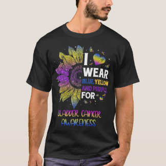 Camiseta Sunflower Yo Uso Cáncer De Paleta Azul Amarillo Pú