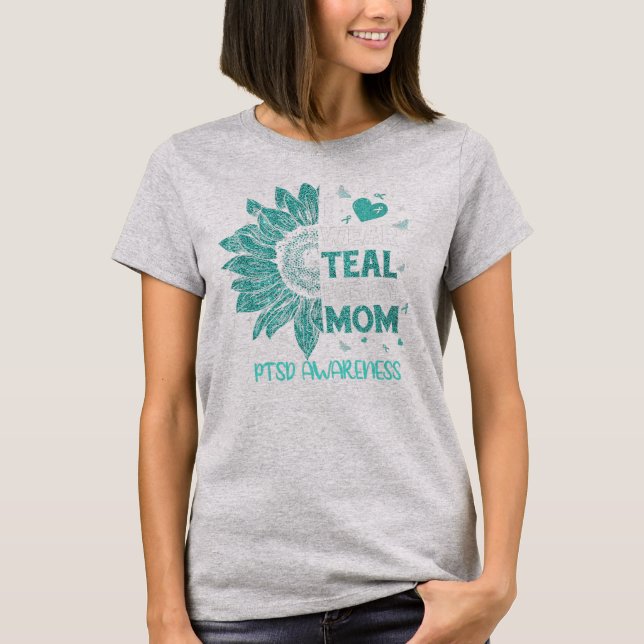 Camiseta Sunflower Yo Uso Cinta Verde azulada Para Mi Mamá  (Anverso)