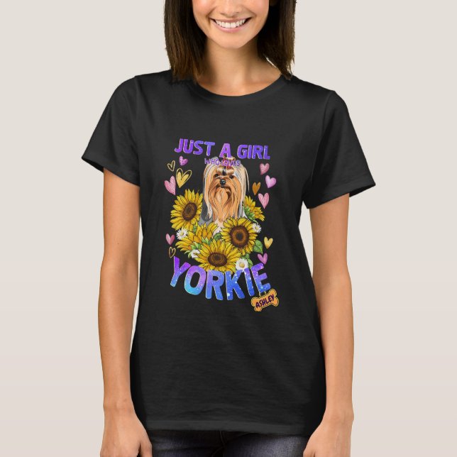 Camiseta Sunflower Yorkshire Terrier Chica ama a Dog (Anverso)