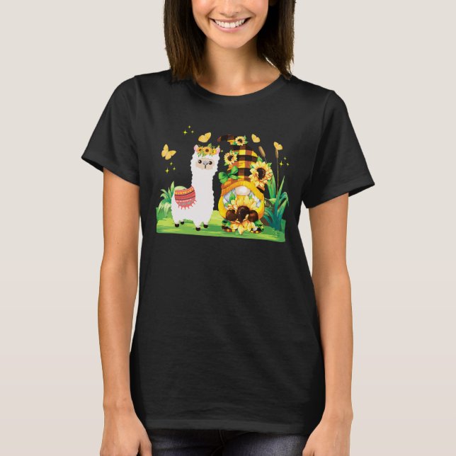 Camiseta Sunflowers Cute Gnome Floral Llama Granja Fam (Anverso)