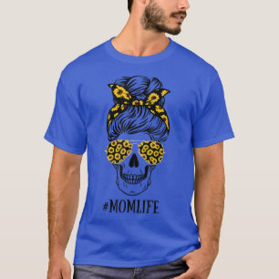 Camiseta Sunflowers Mom Life Mom Skull Bun Hair Sunglasses 