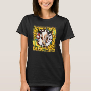 Camiseta Sunflowers Western Turquoise Leopardo Cow Bull Sku