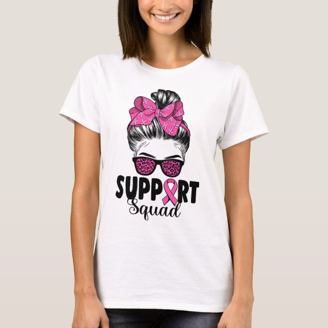 Camiseta Sungles Messy Bun Support Squad Breve Cancer (Anverso)